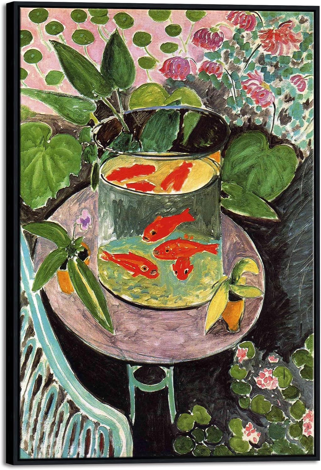 Wieco Art Black Framed Canvas Wall Art Goldfish by Henri Matisse Colorism Aesthetic Abstract Canvas Prints for Wall Decor and Home Office Decorations