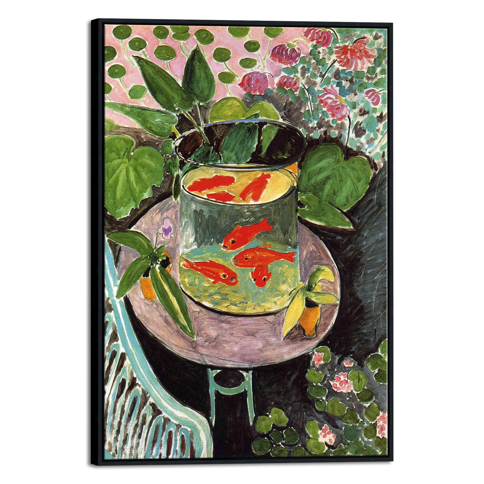 Wieco Art Framed Canvas Wall Art Goldfish by Henri Matisse Colorism Aesthetic Abstract Canvas Prints for Wall Decor and Home Office Decorations Black Frame