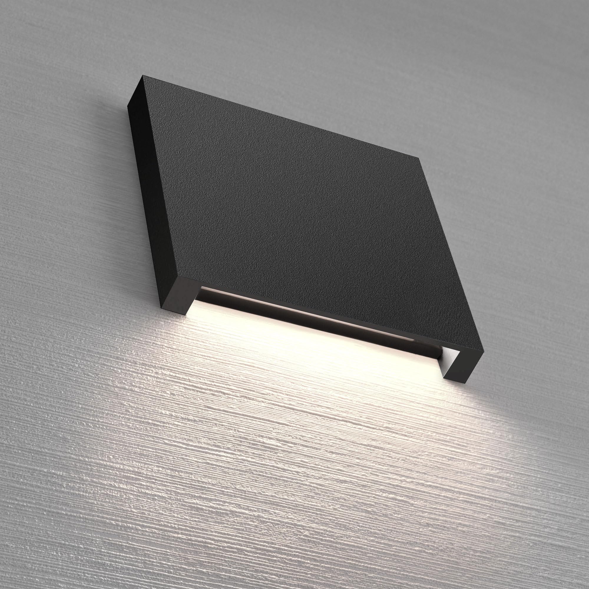 Maxkomfort 6x LED Treppenbeleuchtung 2,5W Warmweiß Eckig, Stilvolles Schwarz Aluminium, Einbau Wandstrahler, Flur Nachtlicht - 6190S-BK