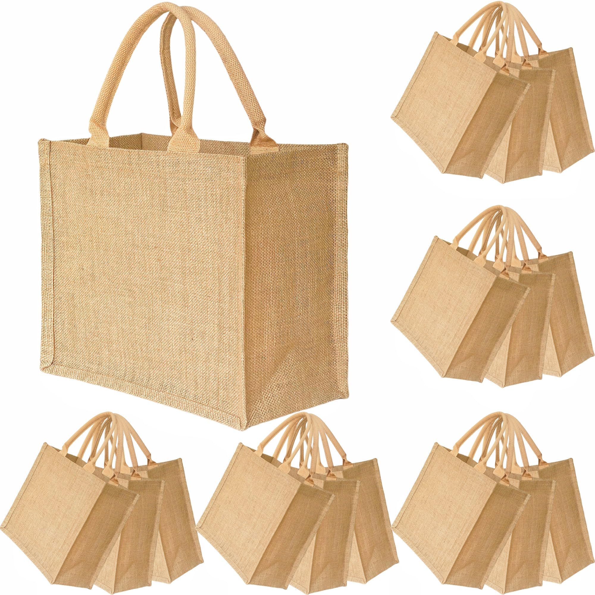 BJFCEK 15PCS burlap tote bags jute Handbags bridesmaid gift 12×6×12 inch