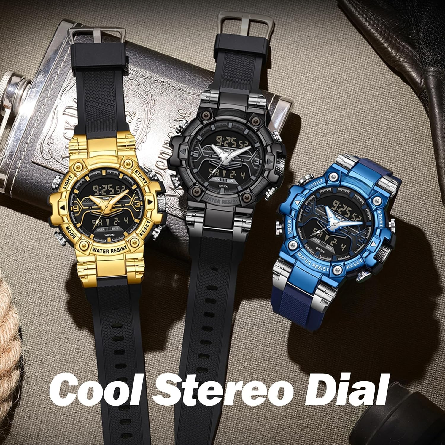 findtime Digital Watches for Men Tactical Sports 5ATM Waterproof Watch Digital Large Face LED Backlight Wristwatch Stopwatch Alarm Tactical Electronic Watch - Image 6