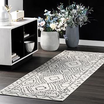 nuLOOM Mila Moroccan Diamond Trellis Runner Rug, 2 x 6, Grey