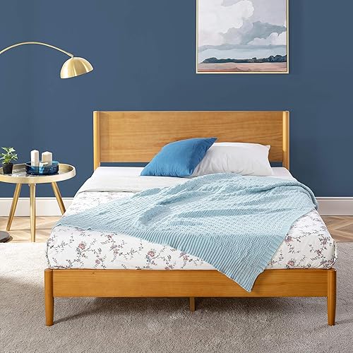 Miniatura 8 de Zinus Allen Mid Century Wood Platform Bed Frame, Solid Wood Foundation, Wood Slat Support, No Box Spring Needed, Easy Assembly, Queen