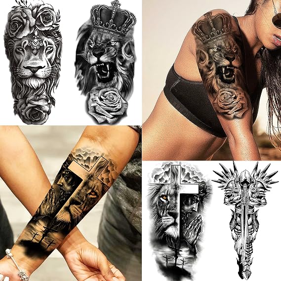 COKTAK 21 Sheets Extra Large Black Temporary Tattoos For Women Adults Greek Myth With 8 Sheets Full Arm Temporary Tattoo Sleeve For Men Maori Warrior Compass and 13 Sheets Fake Large 3D Tatoo Stickers
