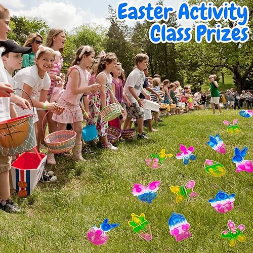 Miniatura 7 de 24 mini llaveros de Pascua, juguetes de burbujas para ansiedad, rellenos de cesta de Pascua, rellenos de huevos de Pascua, premios de aula de caza