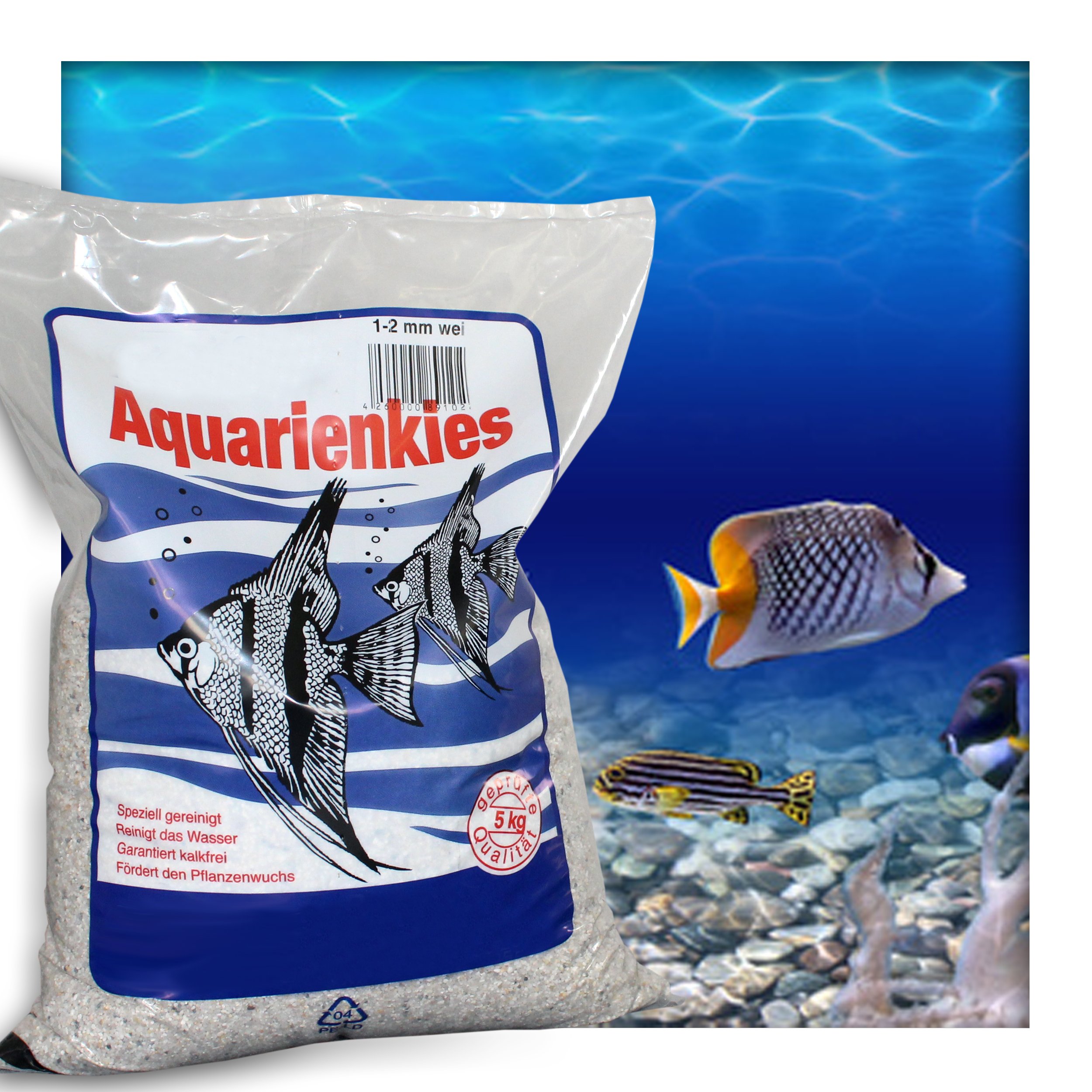 Aquariensand Aquariumsand Bodengrund 1-2 mm Aquarienkies hochrein Naturweiss 10 kg (2X 5 kg Beutel)