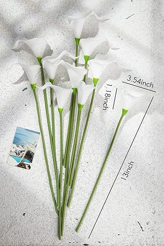 Miniatura 5 de Coferset 20 flores de lirio de calca falsas de látex al tacto real flores de lirios artificiales para el hogar ramo de boda centros de mesa de baby