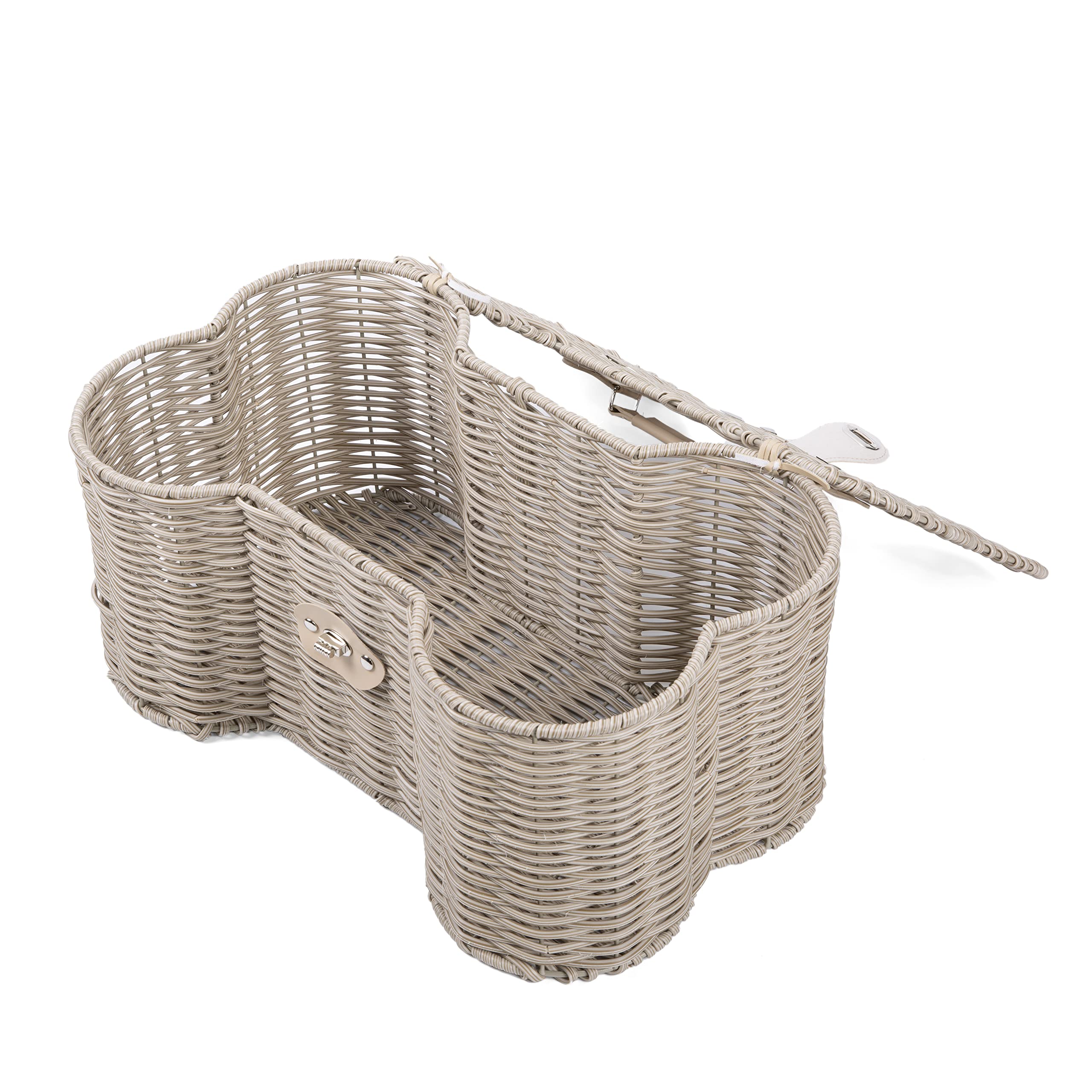 Wickerfield Bone Shaped Pet Storage Basket with Lid - Gift Hamper & Container (Small, Ivory)