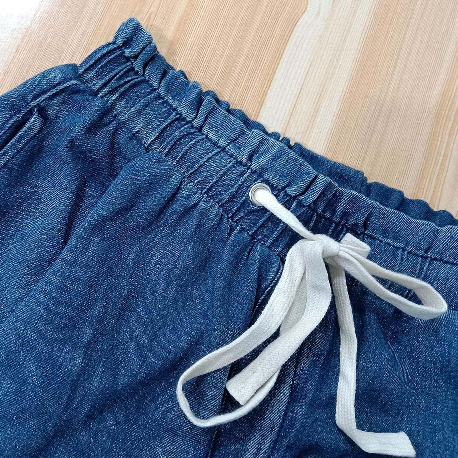 Genérico Vaquero Mujer - Vaqueros De Mujer Pitillo Pantalones Vaqueros Tobilleros Rectos con Cintura elástica y cordón Ajustable cómodos y Holgados