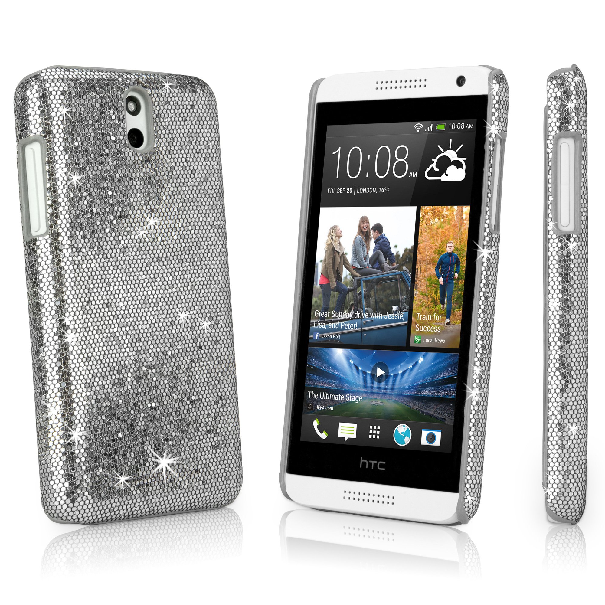 BoxWave Case Compatible with HTC Desire 610 (Case by BoxWave) - Glamour & Glitz Case, Slim, Snap-On Glitter Cover for HTC Desire 610 - Silver Sparkles