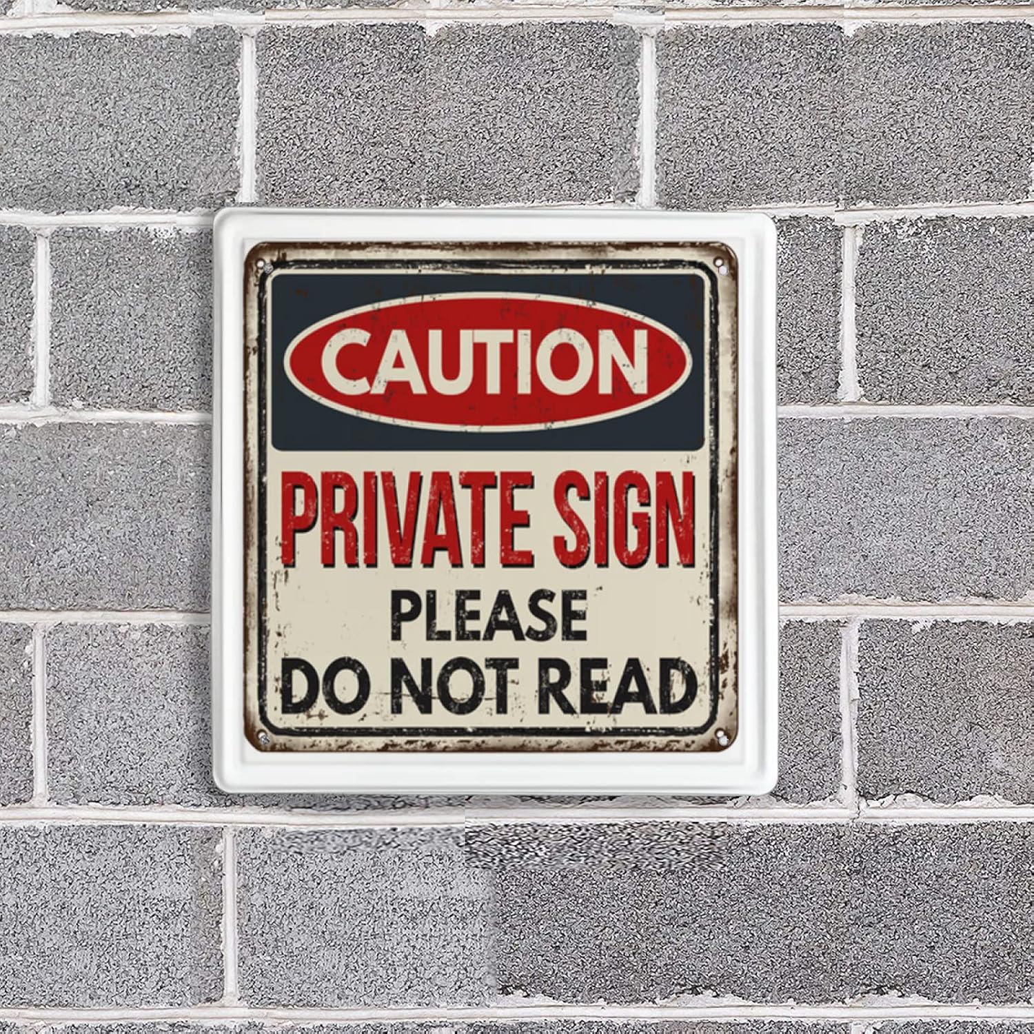 Metal Tin Sign-Caution Private Sign do not Read Vintage Rusty Metal Sign on a White Background Vector Illu-Metal Tin Sign Retro Home Kitchen Office Garden Garage Wall Decor Tin Plaque LZ 12×12 Inch