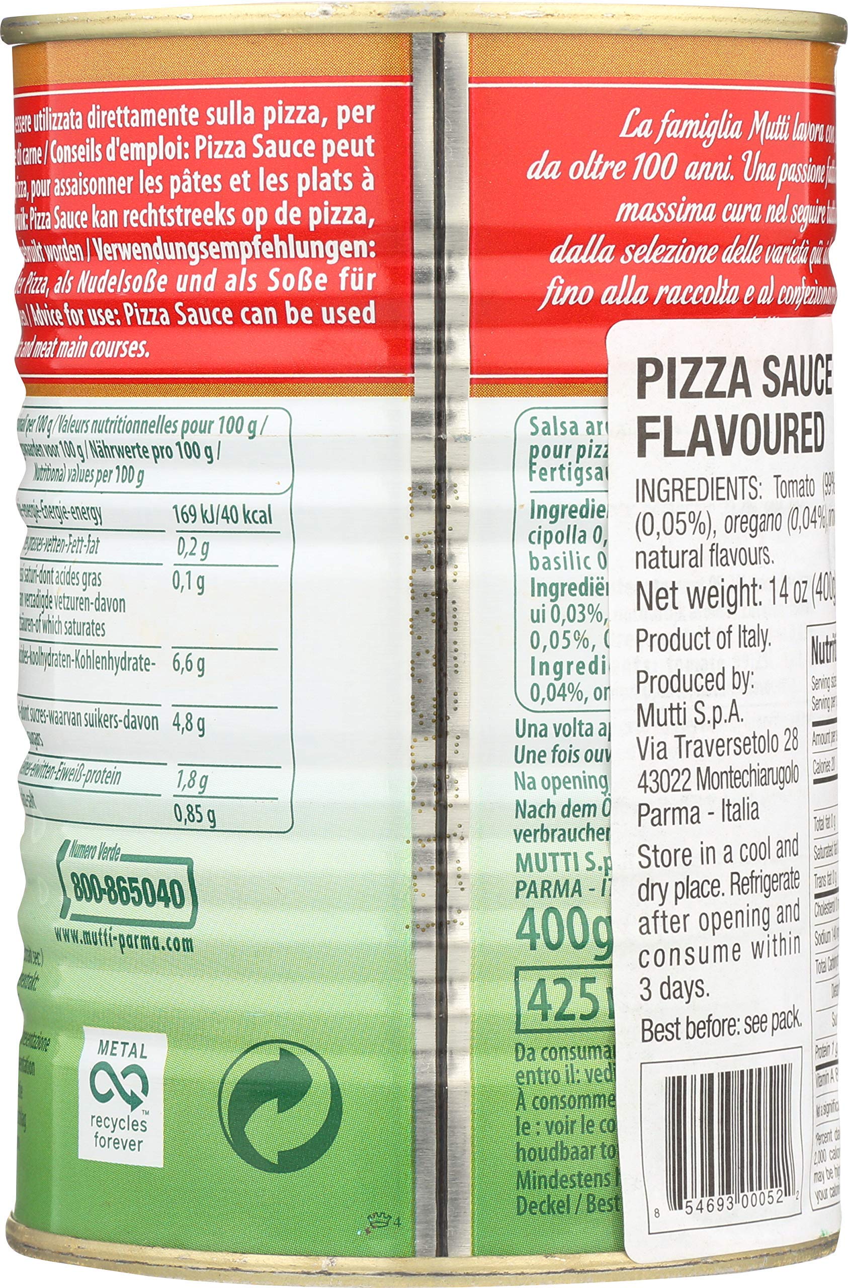 Mutti Pizza Sauce, Aromatizzata, 400g (Pack of 12)