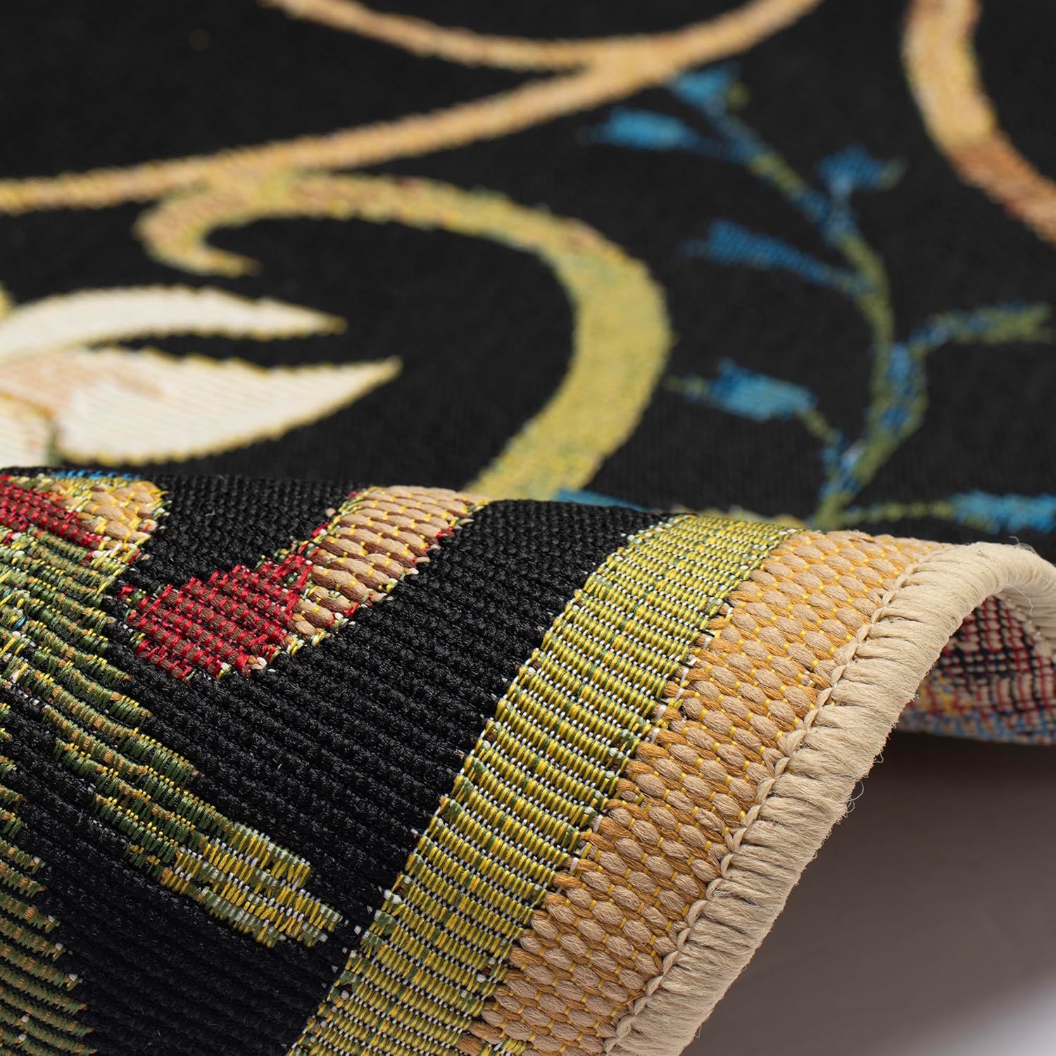 Liora Manne Marina Indoor/Outdoor Power Loomed Synthetic Blend Durable Area Rug - Traditional Medallion Botanical Floral Colorful (Dream Garden Midnight) (7'10" x 9'10")