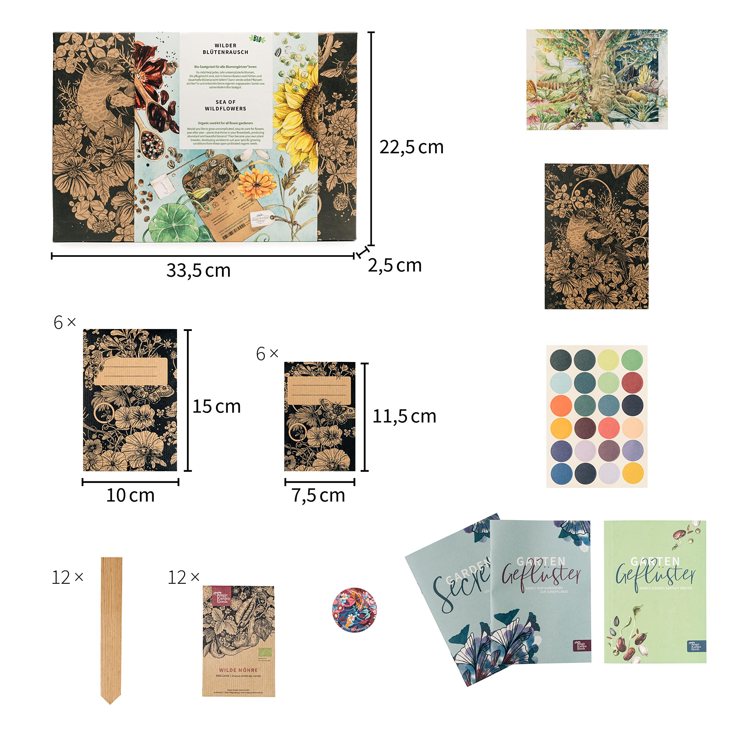 Coffret de multiplication de graines bio pour tous les jardiniers*en herbe, avec 12 variétés sélectionnées et éprouvées du monde des fleurs - Explosion de fleurs sauvages.
