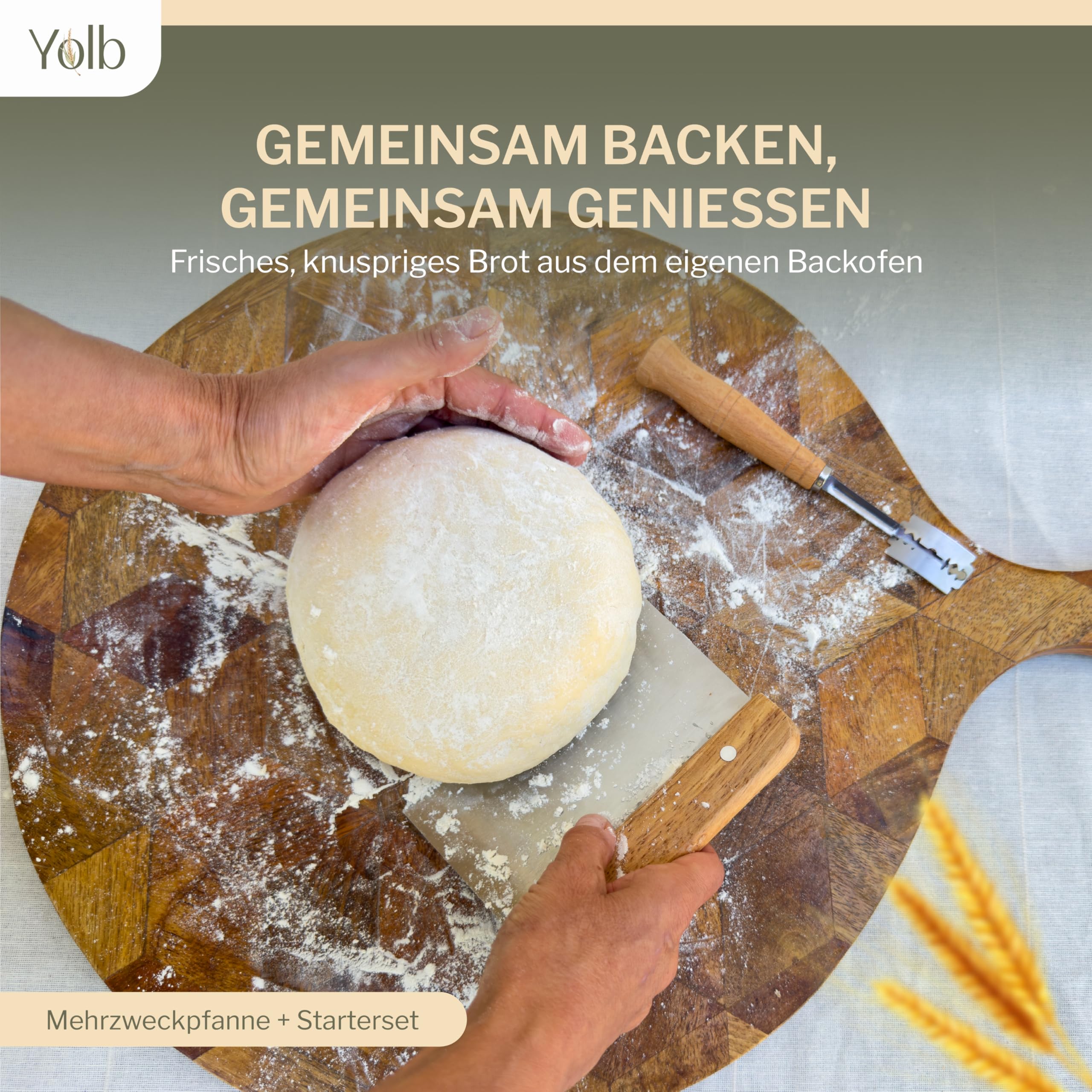 sauerteig Brotbacktopf – Gusseisen Topf mit Deckel (Dutch Oven), Sauerteig-Starter-set mit Sauerteig zubehör, brotbackform – Komplettes XL-Sauerteig Brotbackset zum Brotbacken im Ofen.