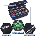 SIQUK Dice Storage Case Big Capacity DND Dice Box Dice Organizer Holder Dice Game Case with Handle and Double Removable Slotted Tray
