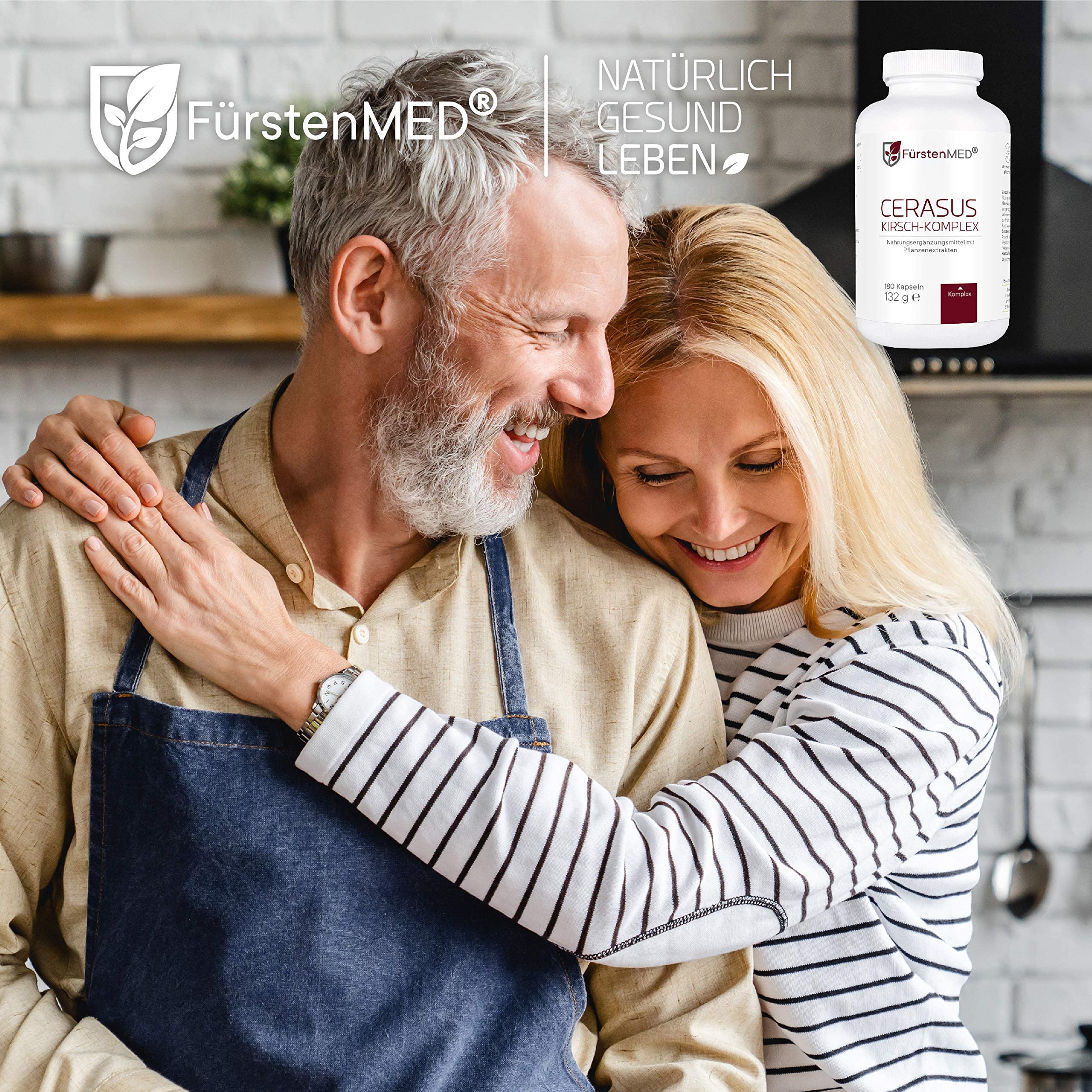 FürstenMED® 180 Montmorency Sauerkirschen Kapseln - Prunus cerasus + Vitamin C (Acerola) + Brennnessel, Montmorency Sauerkirsche - laborgeprüft und ohne unerwünschte Zusätze