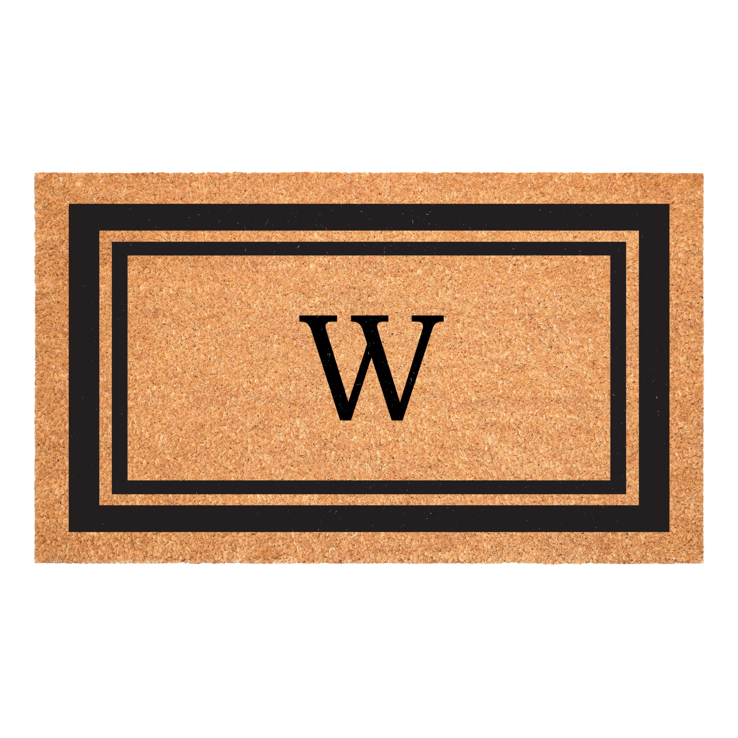 calloway mills 152961830w black border 18" x 30" monogram doormat, (letter w)