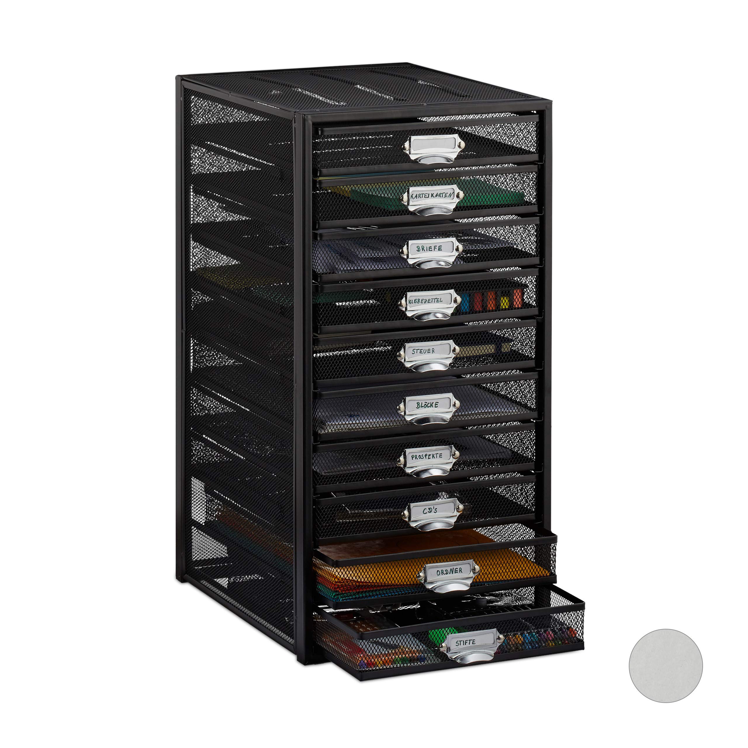 Porte-documents Métal 2 Compartiments Format A4 - Aspect Maille Noir - Dimensions 20,5x30x35,5 Cm - Pour Bureau, Maison