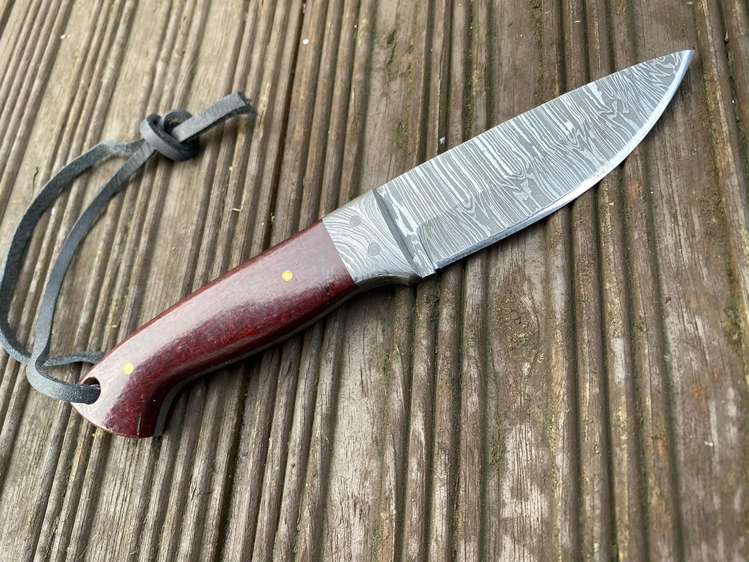 Perkin 7 Inches Damascus Steel Knife Hunting Knife With Sheath FD200