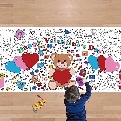 OHOME Cartel gigante para el día de San Valentín para familias 30 x 72 pulgadas pancarta de papel jumbo para colorear o mantel para fiestas