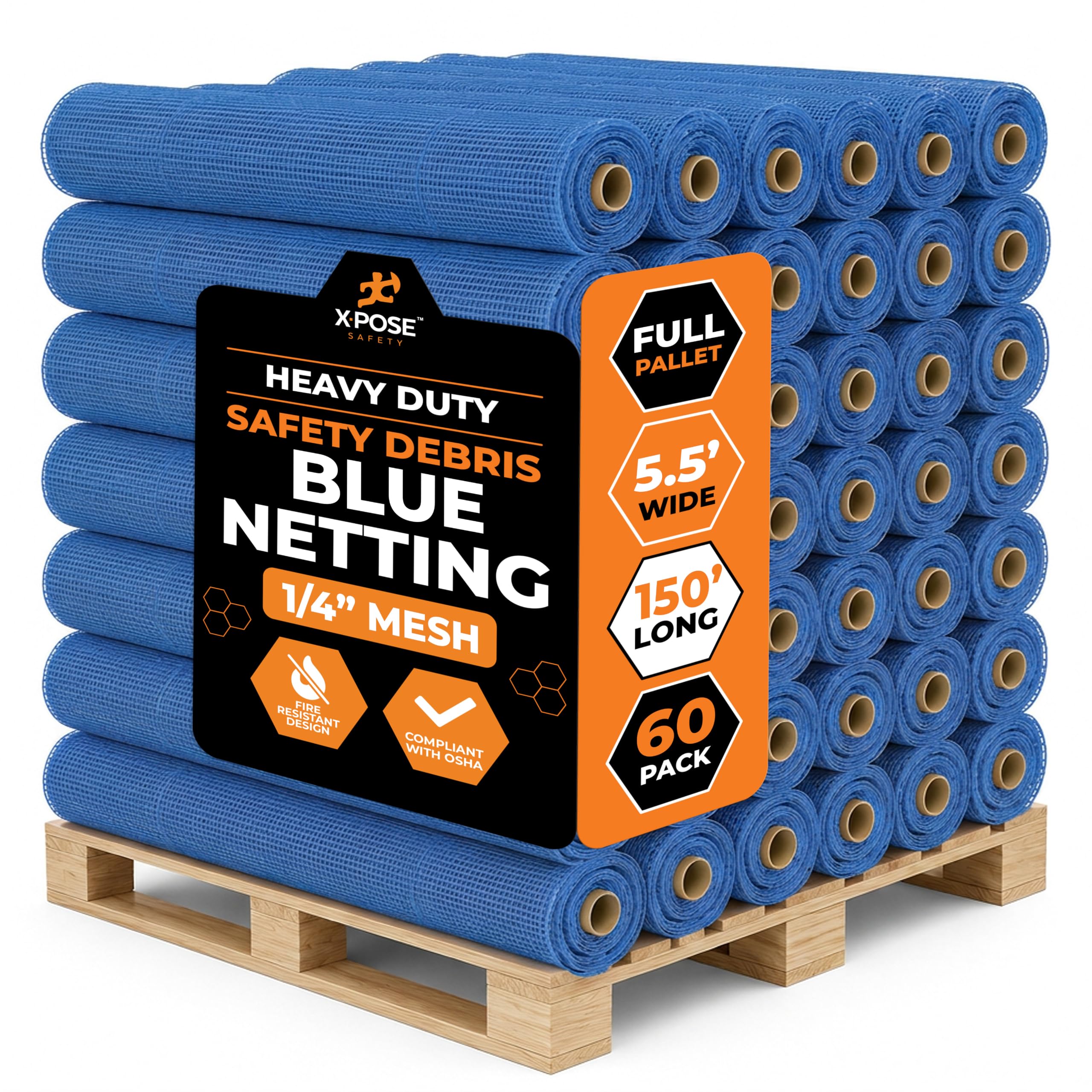 Xpose Safety Construction Safety Netting – 5.5' x 150', 1/4" Mesh Scaffold