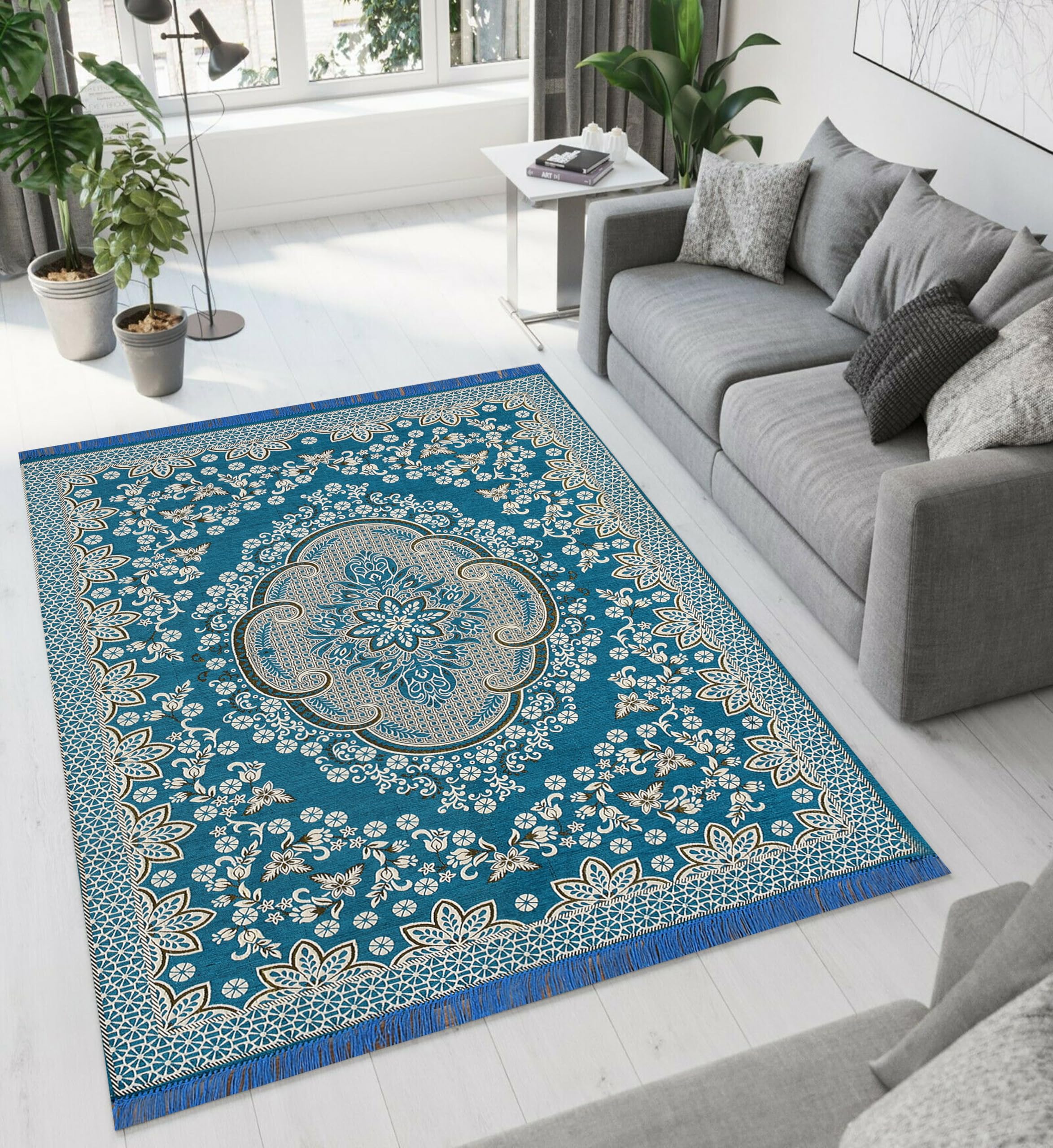 Outlay Home Heavy Fabric Velvet Touch Bedroom, Hall, Living Room, Drowing Room, Yoga Hall Designer Velvet Rectangle Carpet |60" Inch X 84" Inch | 5 Feet X 7 Feet I 150 Cm X 210 Cm (Sky Blue) (B0DG5RB4KK) Amazon Price History, Amazon Price Tracker