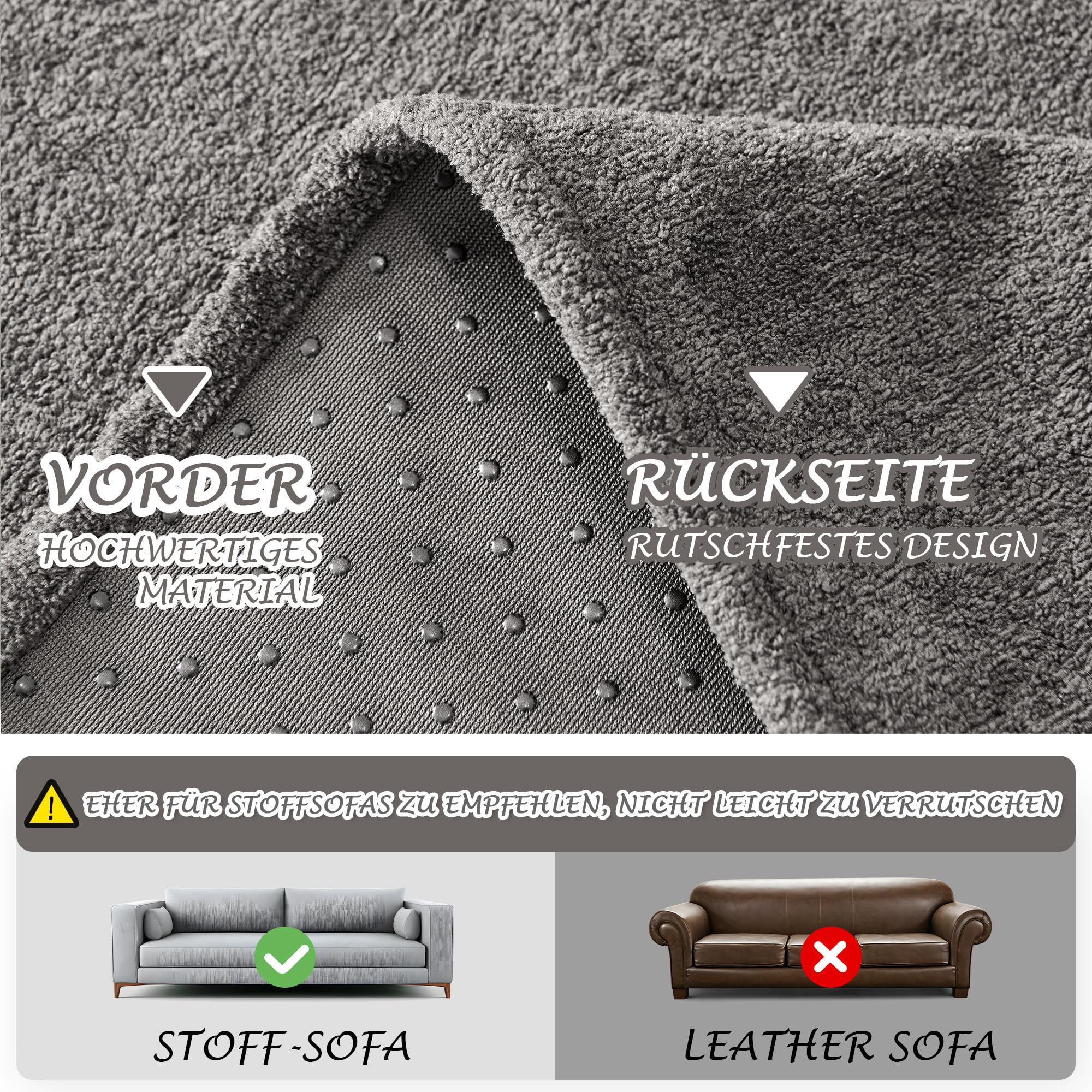 MYSKY HOME Sofa Überzug Kratzschutz Sofa Katze - Sofabezug 2 Sitzer, Sofaüberwurf Waschbar, Couch Überzug L Form, Überwurfdecken für Sofa Schutzdecke, Sofaschoner 180 x 300cm, Grau