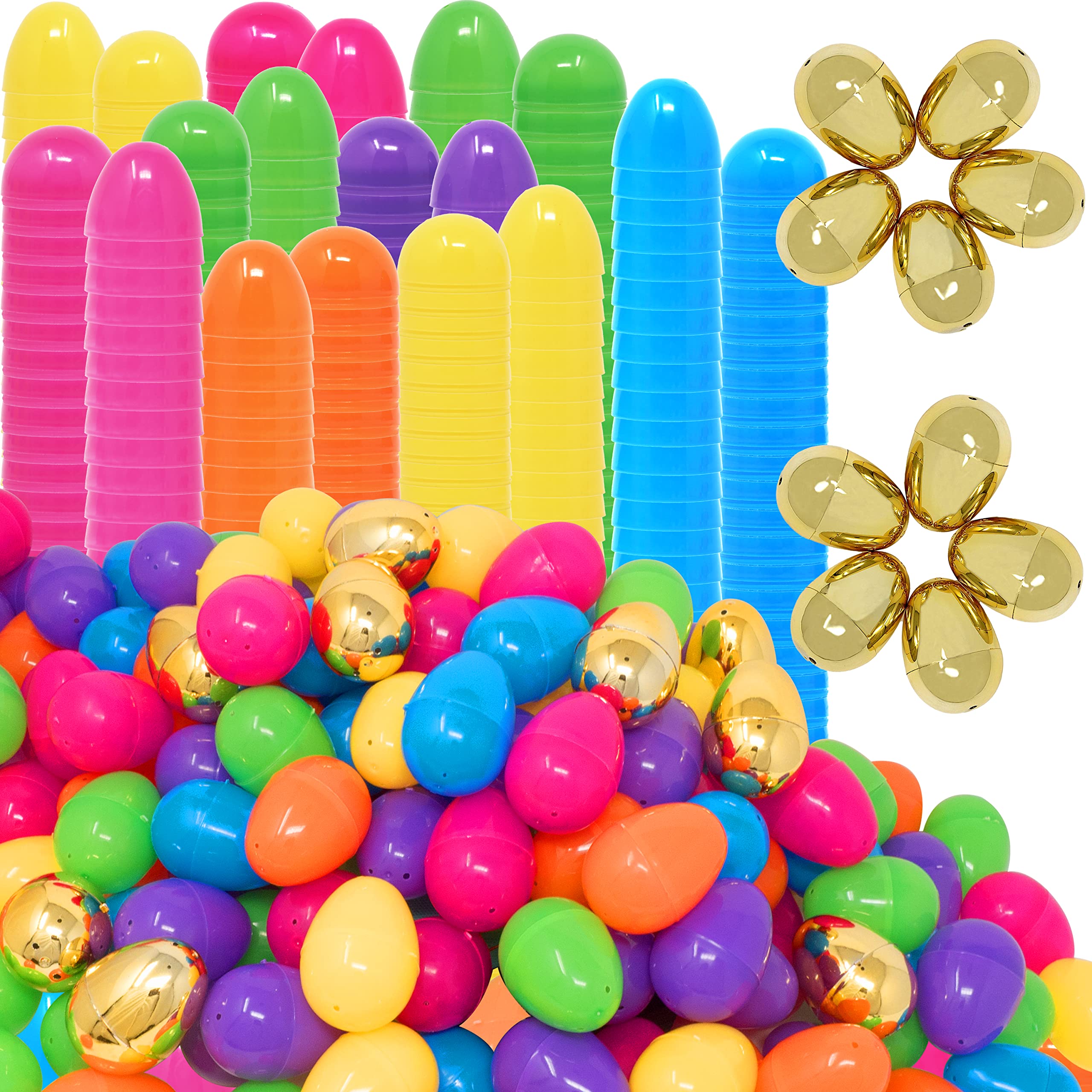 168 PCS 2.5" Easter Eggs & 12 Golden Eggs, Empty Easter Eggs Fillable, Colorful Plastic Eggs for Filling Treats, Basket Stuffers Fillers, Easter Hunt, Easter Theme Party Favor