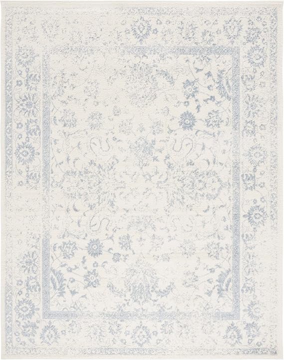 SAFAVIEH Area Rug 10x14 - Adirondack Collection - Large - Ivory & Slate, Distressed Vintage Floral Design, Non-Shedding & Easy to Clean, Ideal for Living Room, Bedroom, Dining Space (ADR109S)