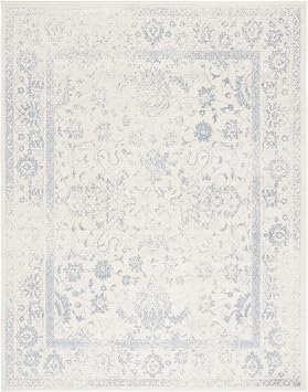 SAFAVIEH Area Rug 10x14 - Adirondack Collection - Large - Ivory & Slate, Distressed Vintage Floral Design, Non-Shedding & Easy to Clean, Ideal for Living Room, Bedroom, Dining Space (ADR109S)
