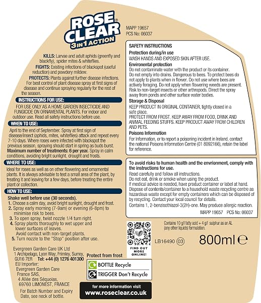 ROSECLEAR 3 in 1 Ready to Use Plant Protection For Aphids, 800 ml, White - 2