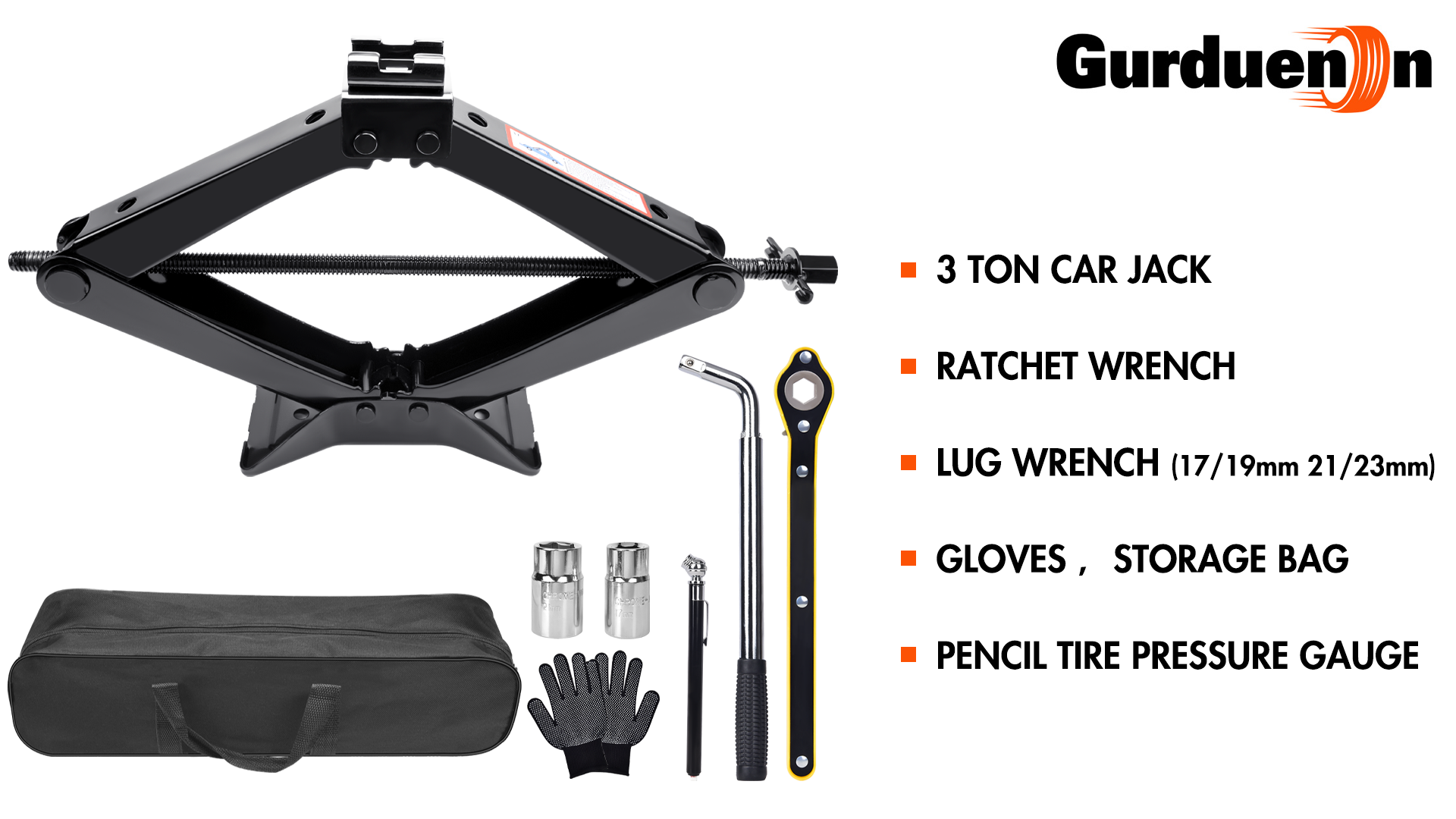 Amazon.com: Scissor Car Jack 3 Ton (6610 lbs) Tire Changing Kit