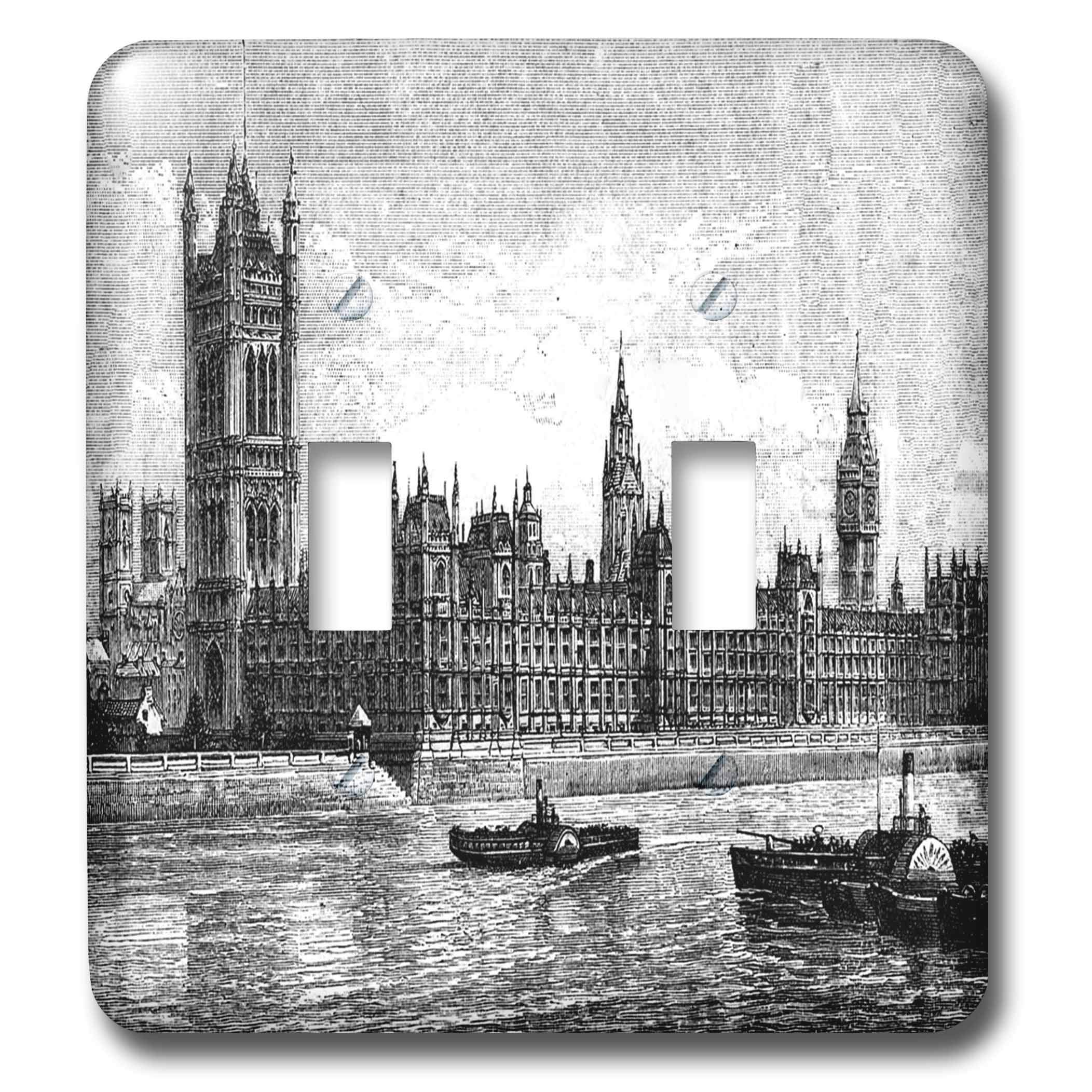 Big Ben London interrupteur à bascule noir et blanc pour salon rétro
