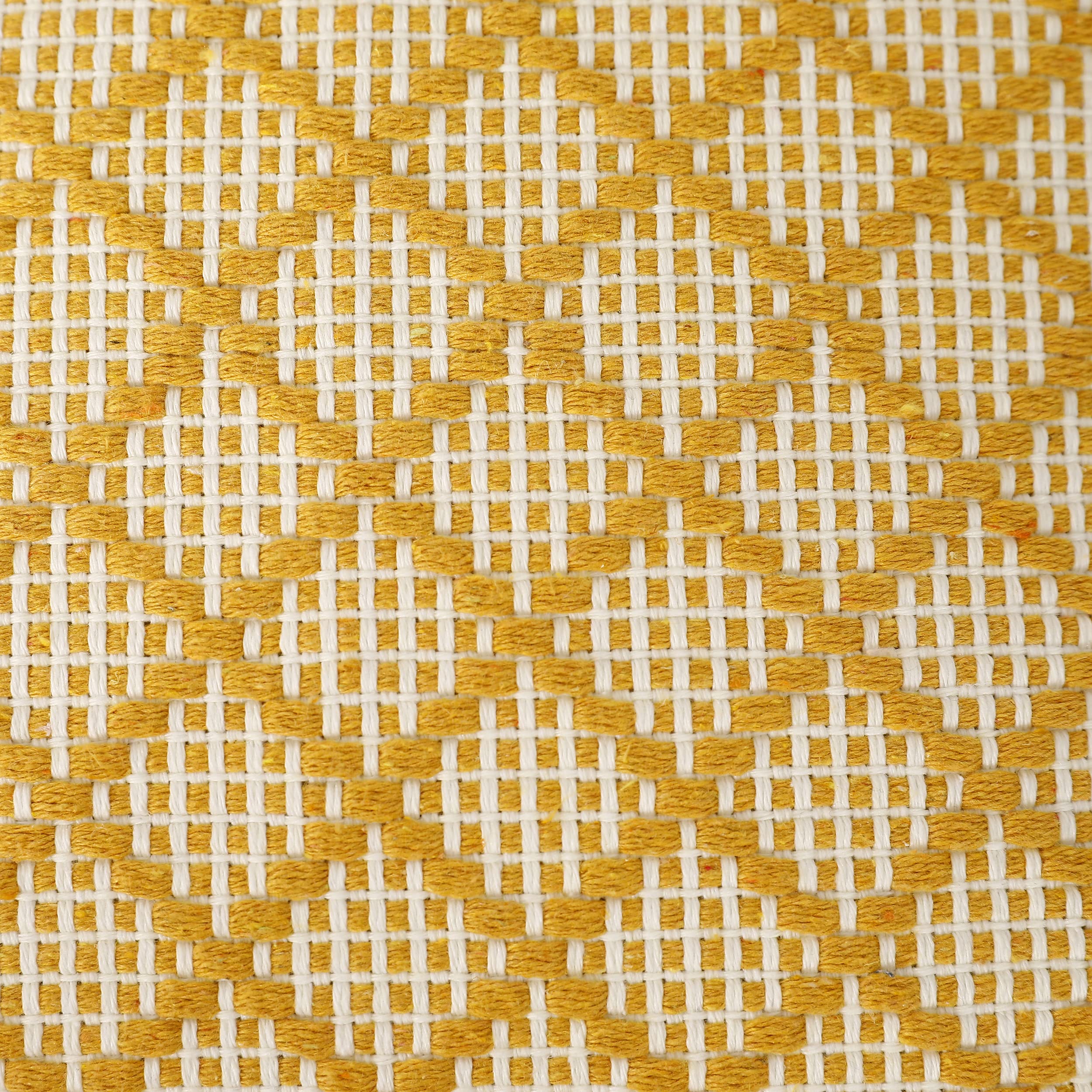 PANOD Gestrickter Boho-Kissenbezug, natürliche Baumwolle, handgewebt, getuftet, dekorative Quaste, quadratisch, Kissenbezug für Couch, Sofa, Schlafzimmer, Wohnzimmer, Bauernhaus, 50,8 x 50,8 cm, Gelb