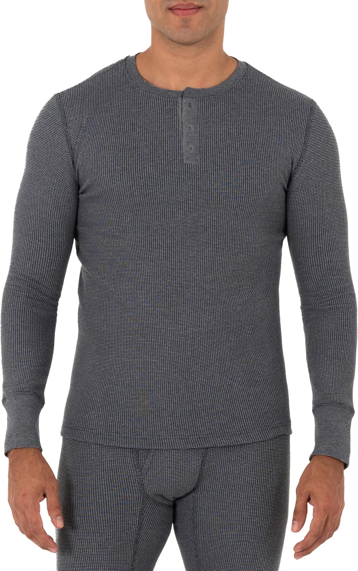 Men's Recycled Waffle Thermal Underwear Henley Top (1 and 2 Packs)