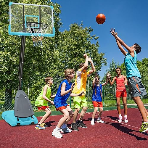 Miniatura 7 de Aro de baloncesto portátil para interiores y exteriores, altura ajustable, 7.4-10 pies, sistema de portería de baloncesto con tablero de 44 pulgadas