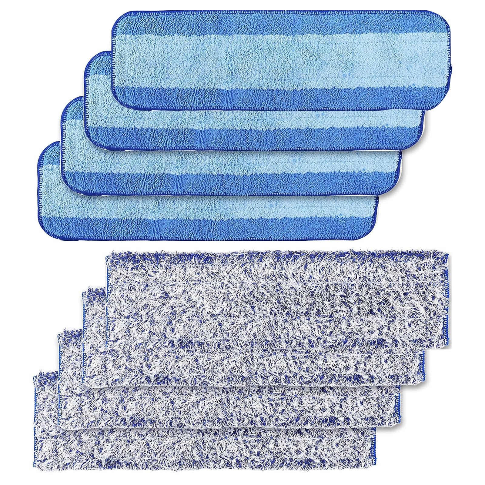 8-Piece Set Bona Microfiber Cleaning Pad, 18 inches Bona Mop Replacement Pads, Dual Fiber Design, High Water Absorption, Strong Decontamination, Reusable Microfiber Mop Pads, Machine Washable