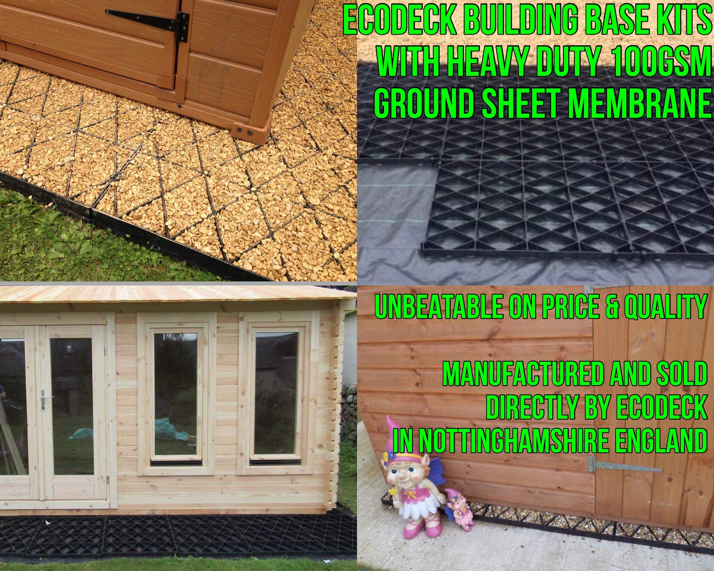 Buy GARDEN SHED BASE 500X500 PLASTIC ECOFRIENDLY REINFORCED GLASS GREENHOUSE GRAVEL GRID BASES