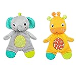Bright Starts Snuggle & Teethe Plush Teether Toy - Elephant or Giraffe Assorted (1pc, Style May Vary), Ages Newborn+