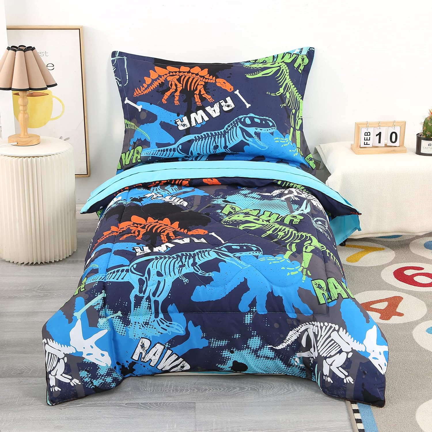 Wowelife Dinosaur Toddler Bedding Sets for Boys and Girls Blue