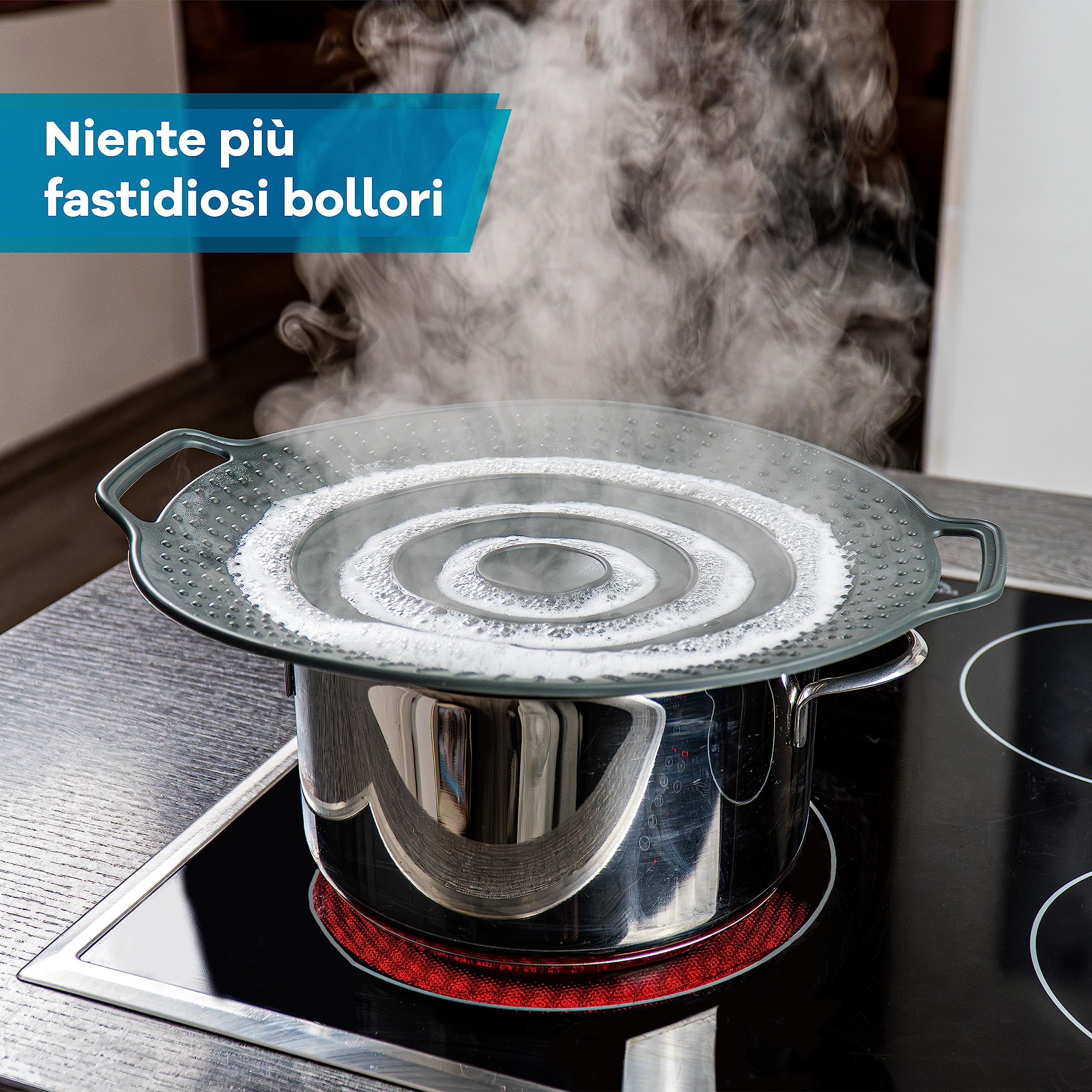 Coperchio Universale e Paraspruzzi in Silicone per Pentole e Padelle da 15-25 cm – Sicuro per gli alimenti - Previene l'ebollizione – coperchi in silicone, Paraschizzi padella, Pentola