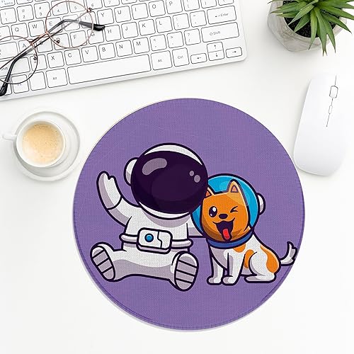 Miniatura 9 de Alfombrilla de mouse, lindo controlador de juegos de astronauta dabbing estilo de dibujos animados, alfombrilla redonda de mouse pequeña, de goma
