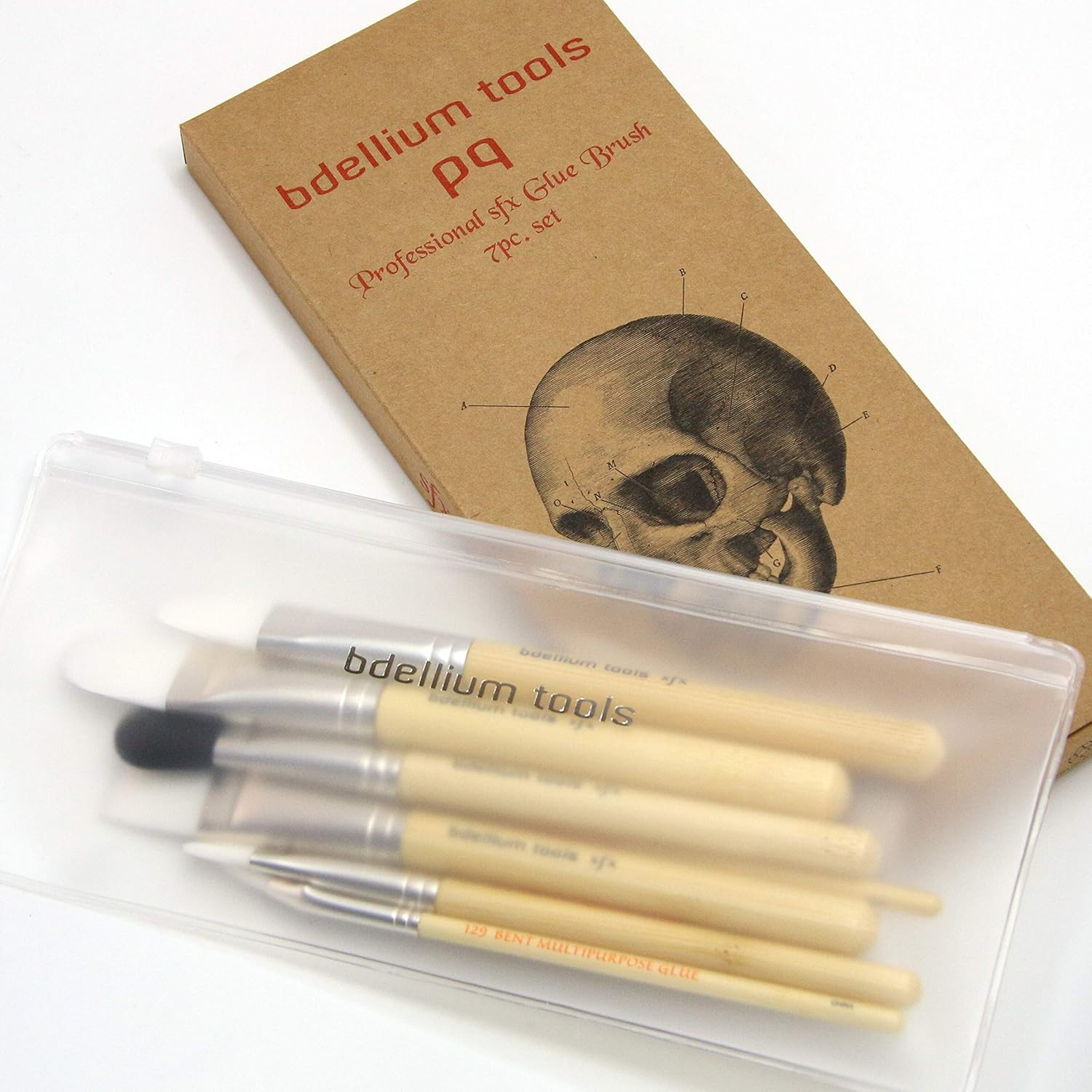 Bdellium Tools Professional Makeup Brush SFX Glue Brush Set 7 PC. With Ziplock Pouch