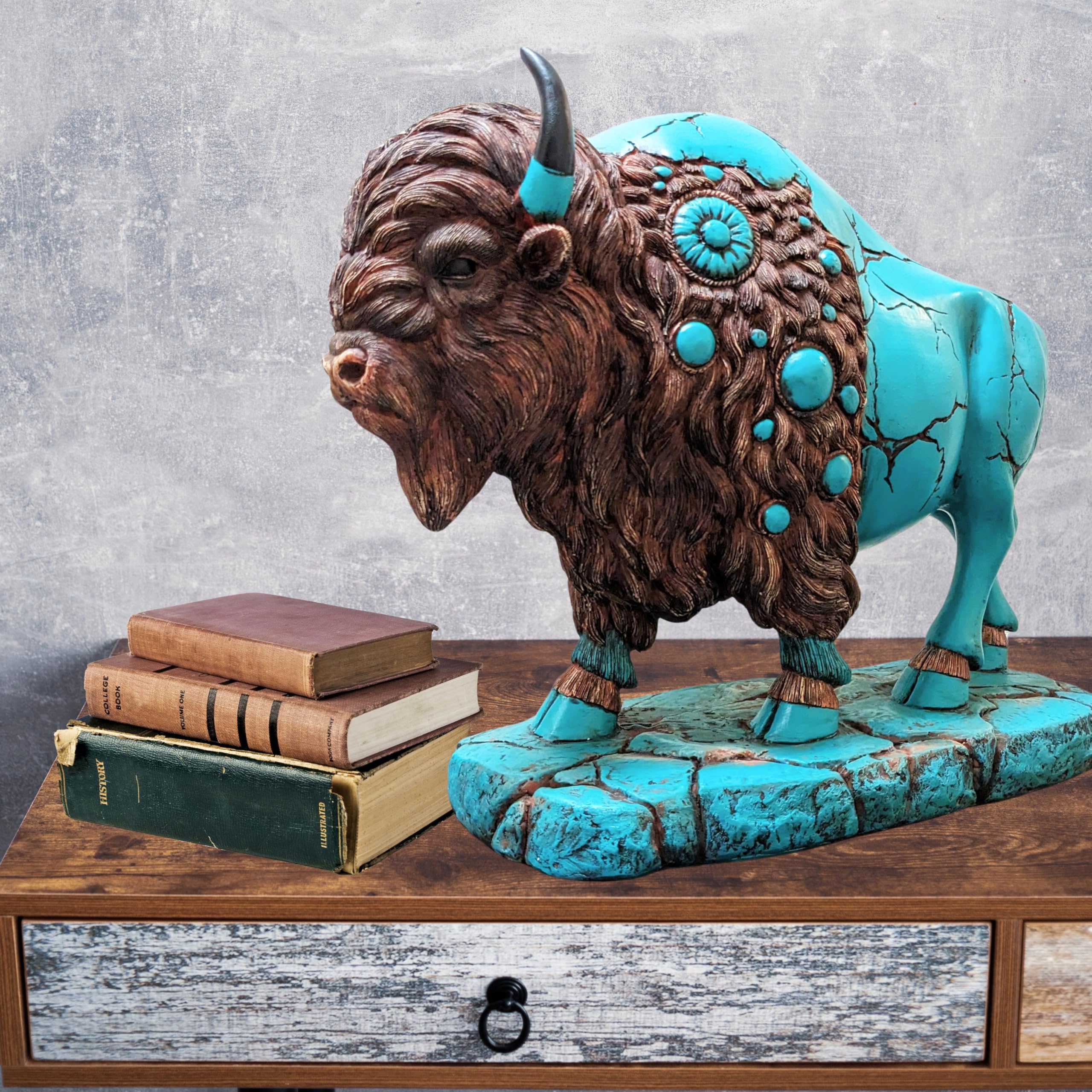 Amazon.com: Majestic Large Bison Figurine - Turquoise & Brown