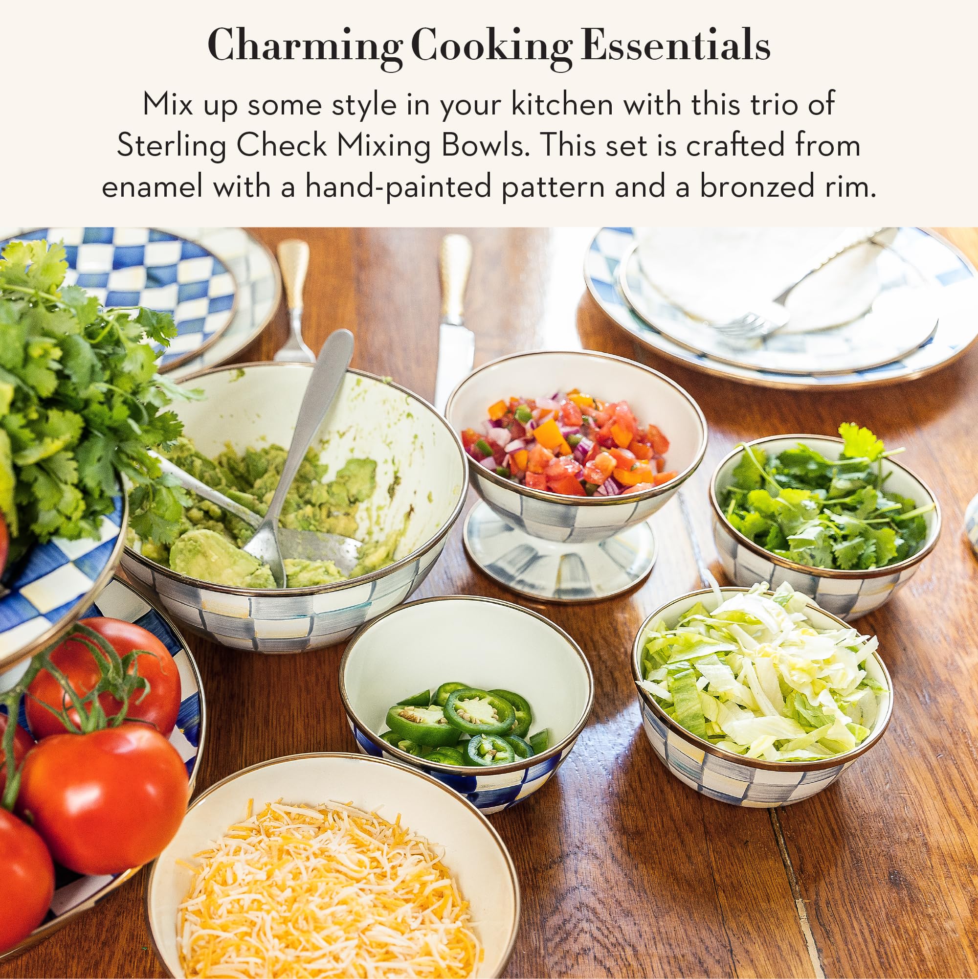 ♥MACKENZIE-CHILDS♡ チェッカーボード 鍋・ボウルセット Amazon.com: MACKENZIE-CHILDS Enamel Mixing Bowl Set, Small 5-Cup