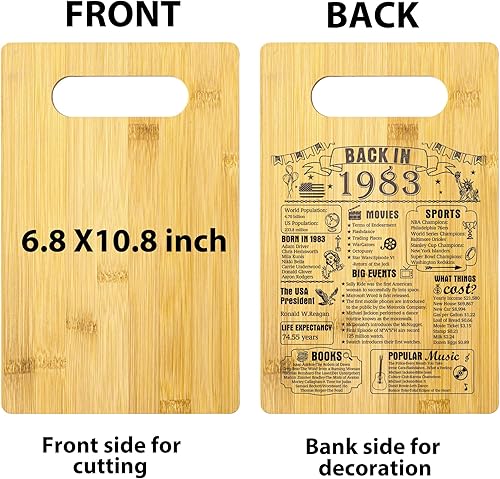 Miniatura 6 de Regalos de cumpleaños número 43 para mujeres u hombres, tabla de cortar en 1983, decoraciones de cumpleaños de 43 años, regalos de cumpleaños de