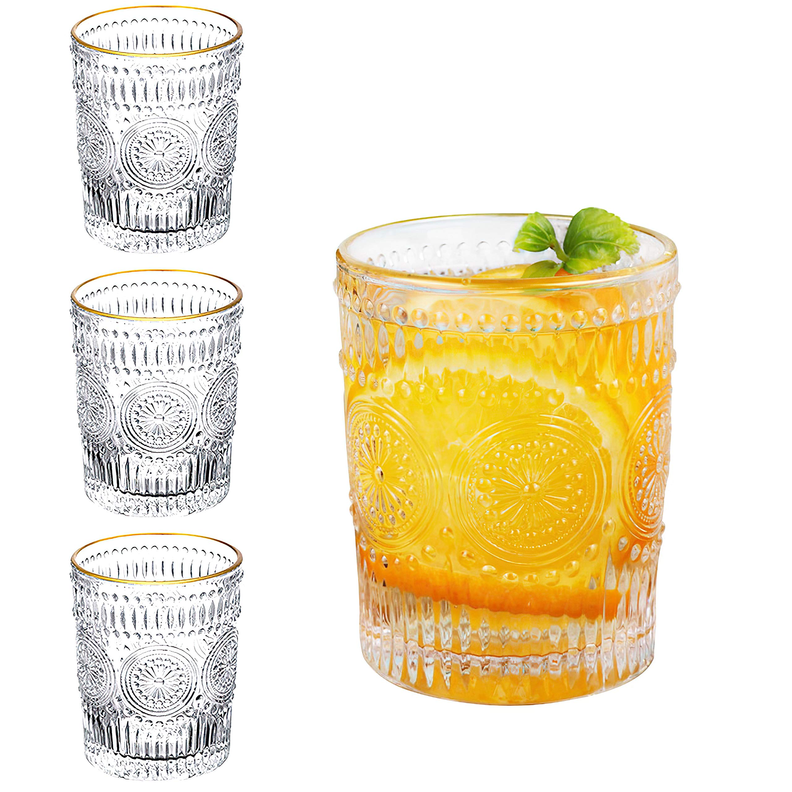 MISIMPO Glassware Set Classic Drinkware 9oz Water Glasses 4PCS Set