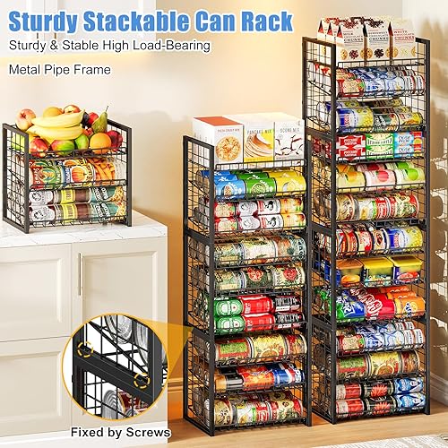 Miniatura 3 de X-cosrack Organizador de latas apilable resistente de 6 niveles para despensa, organizador de despensa ajustable y almacenamiento para latas de
