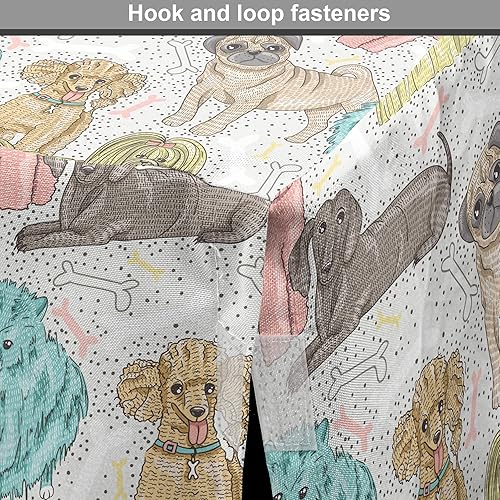Miniatura 4 de Ambesonne Funda para jaula para perros, patrón con cachorros de raza pura, Bichon Pug Spitz Dachshund Poodle Shih Tzu, fácil de usar, funda para